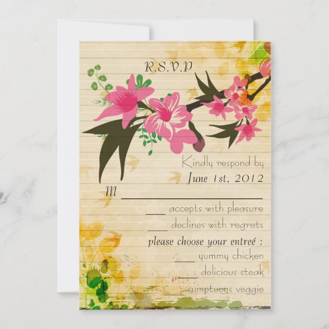 Vintage florale RSVP-Karte Einladung (Vorderseite)