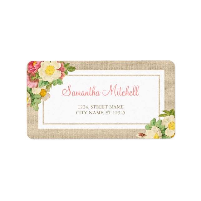 Vintage florale Rustikale Adressetiketten (Vorne)