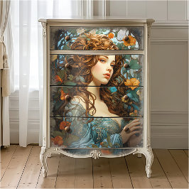 Vintage, florale Viktorianische Göttin Art Nouveau Seidenpapier