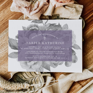 Vintage florale Weihnachtseinladung   Violett Einladung