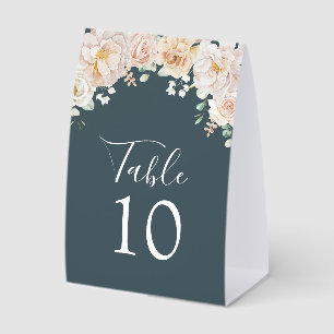 Vintage Florales Hochzeitstisch Nummer Navy Blau Tischaufsteller