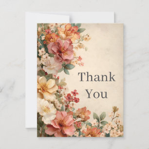 Vintage Florals auf Creme Dankeschön Karte