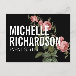 Vintage Florals Fett-Text auf der schwarzen Postka Postkarte