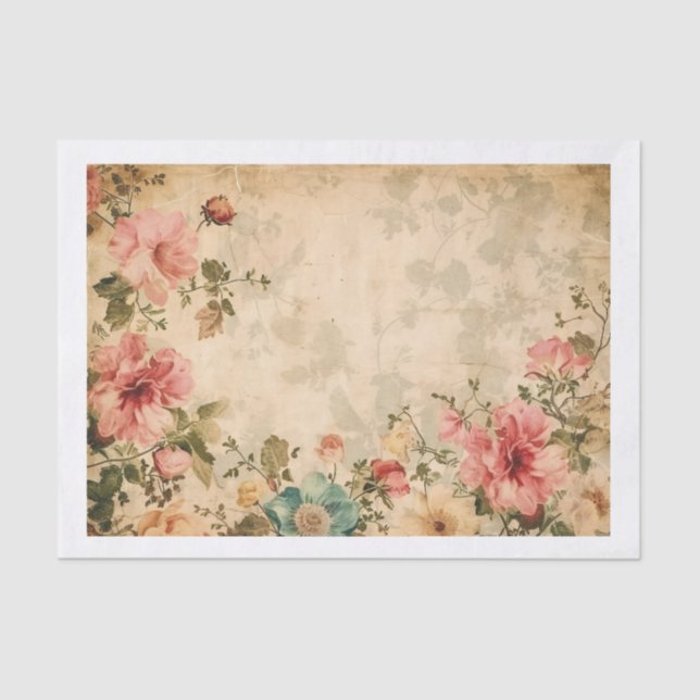 Vintage Florals Framing Pergament Collage Seidenpapier (Vorderseite)