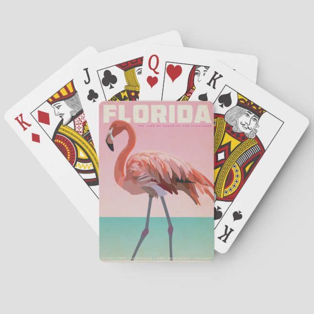 Vintage florida flamigo travel  spielkarten (Rückseite)