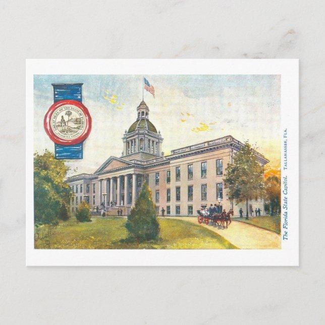 Vintage Florida-Hauptstadt mit Siegel Postkarte (Vorderseite)