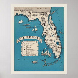 Vintage Florida-Karte Poster