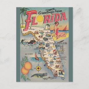 Vintage Florida-Karten-Postkarte Postkarte