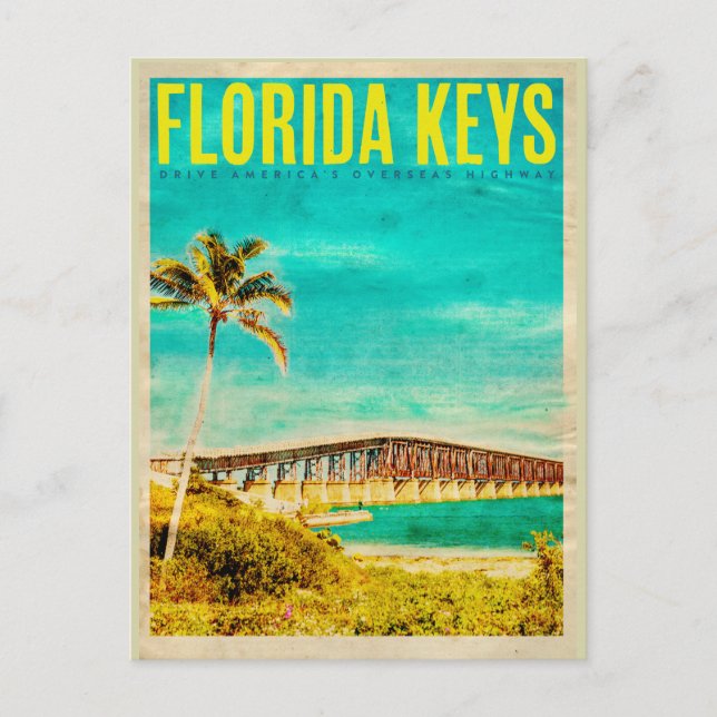 Vintage Florida Keys Travel Postkarte (Vorderseite)