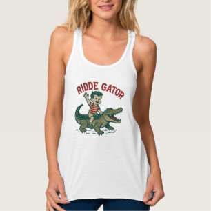 Vintage Florida Kitsch Ridde Alligator Retro Tank Top