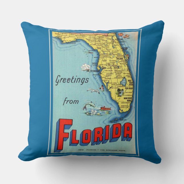 Vintage Florida Map Kissen (Vorderseite)