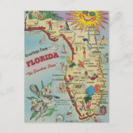 Vintage Florida Map Moving/ Relocation Postcard Postkarte