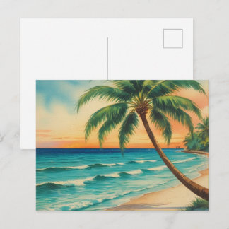 Vintage-Florida-Palmenstrand-Postkarte Postkarte