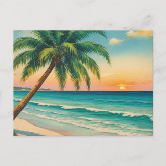 Vintage-Florida-Palmenstrand-Postkarte Postkarte