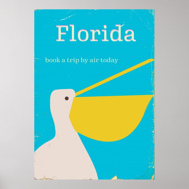 Vintage Florida Pelican travel poster (Vorne)