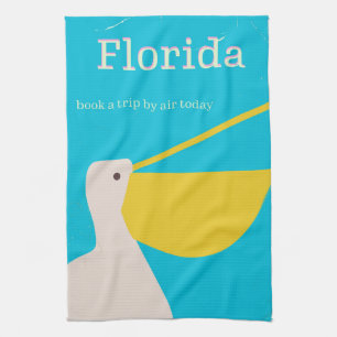 Vintage Florida-Pelikan-Reiseposter Geschirrtuch