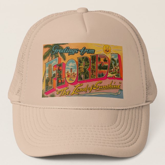 Vintage Florida-Postkarte Truckerkappe (Vorderseite)