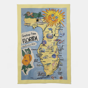 Vintage Florida-Touristenkarte Geschirrtuch