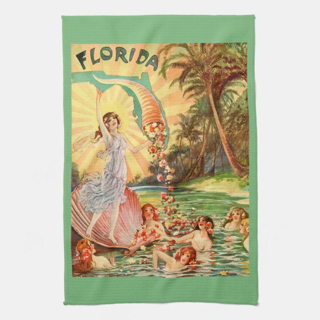 Vintage Florida-Wasserymphen Geschirrtuch (Vertikal)