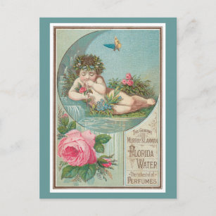 Vintage Florida Water Ad mit Cherub 1888 Postkarte