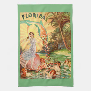 Vintage Floridas Wassernymphen Geschirrtuch