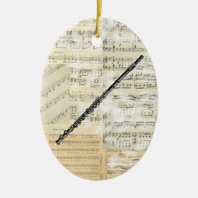 Vintage Flöten-Musik-Verzierung Keramik Ornament (Vorne)