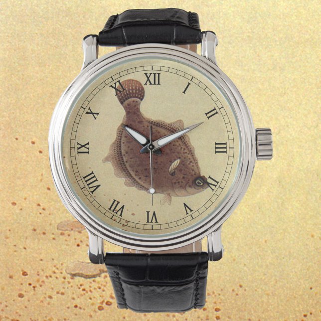 Vintage Floundern, Meeresfauna und -flatter Armbanduhr (Von Creator hochgeladen)