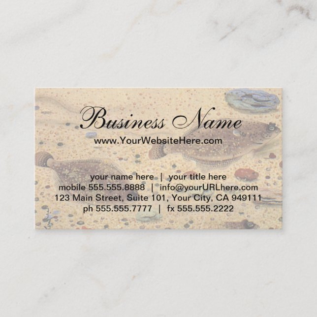 Vintage Floundern, Meeresfauna und -flatter Visitenkarte (Vorderseite)