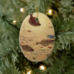 Vintage Flounders, Marine Ocean Life Flat Fish Keramik Ornament<br><div class="desc">Vintage illustration marine aquatic life animals design featuring three flounders.  Flat fish that are swimming near the bottom of the ocean with sand and seashells.</div>