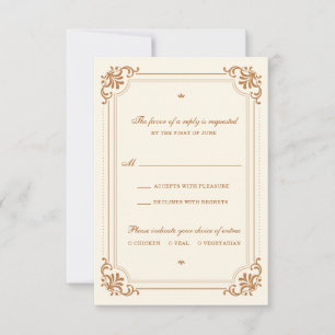 Vintage Flourish Menüwahl Hochzeit RSVP Karte