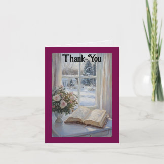 Vintage Flowers And Book Thank You Card Dankeskarte