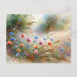 Vintage Flowers Field Nature Scene Postkarte
