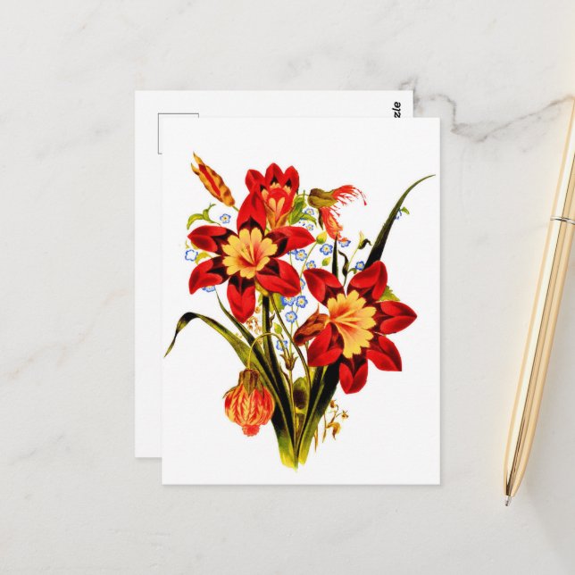 Vintage Flowers Postkarte (Vorderseite/Rückseite Beispiel)