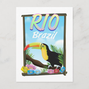 Vintage-Flug nach Brasilien Toucan Reiseplakat Postkarte