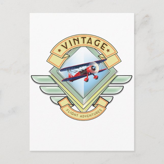 Vintage Flugabzeichen Postkarte (Vorderseite)