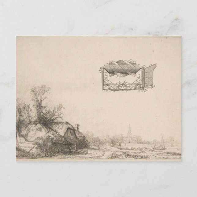 Vintage Flugmaschine Zeichn Postkarte (Vorderseite)