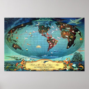Vintage Flugstrecke Weltkarte Poster