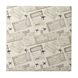 Vintage-Flugticket-Reisemuster Fliese