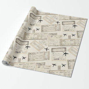 Vintage-Flugticket-Reisemuster Geschenkpapier
