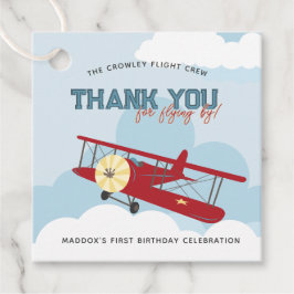 Vintage Flugzeit Fliegen Danke, Geburtstag Geschenkanhänger