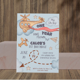 Vintage Flugzeit fliegt Blue Birthday Einladung