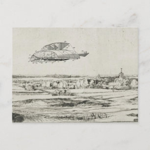 Vintage-Flugzeug-Flugmaschine-Kunstzeichnung Postkarte