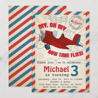 Vintage Flugzeug-Geburtstags-Party Einladung laden