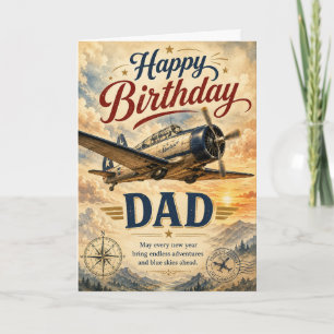 Vintage-Flugzeug-Geburtstagskarte für Papa Karte