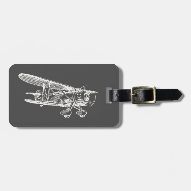 Vintage-Flugzeug Gepäckanhänger (Vorderseite horizontal)