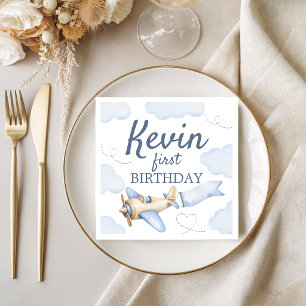 Vintage-Flugzeug-Himmel-Geburtstagspartynapkins Serviette