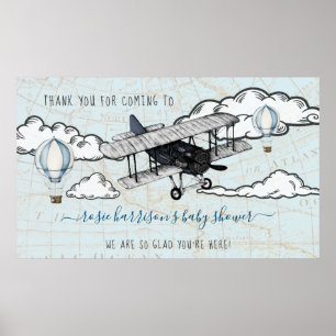 Vintage Flugzeug Reise-Baby-Shower-Empfang Poster