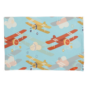 Vintage Flugzeug Wolken Hintergrundmuster Kissenbezug