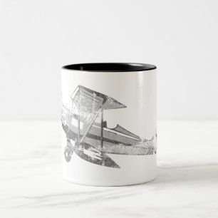 Vintage-Flugzeug Zweifarbige Tasse