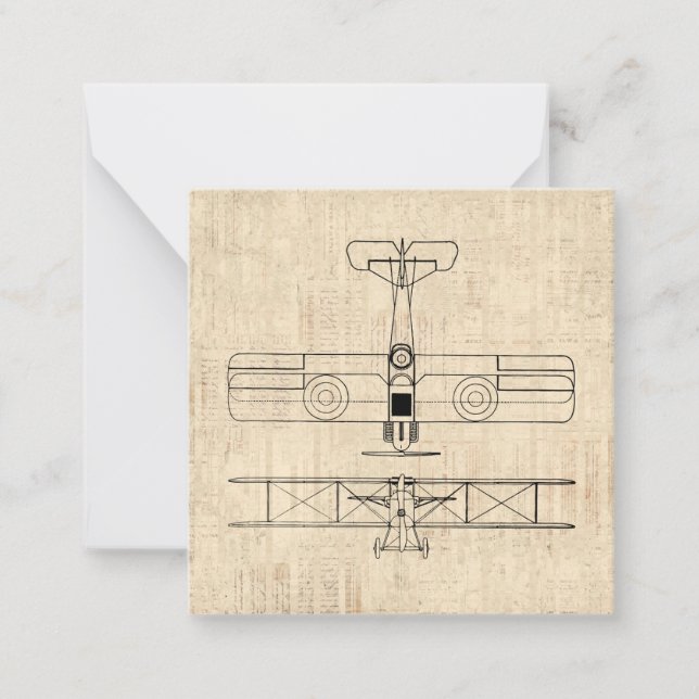 Vintage Flugzeugdiagramme Flugzeug Art Mitteilungskarte (Vorderseite)